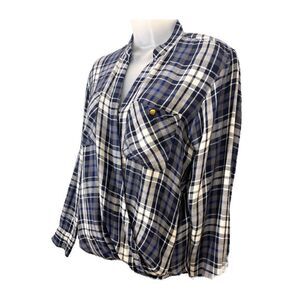 Ralph Lauren Long Sleeve checked Blouse, Size M - Blue and White